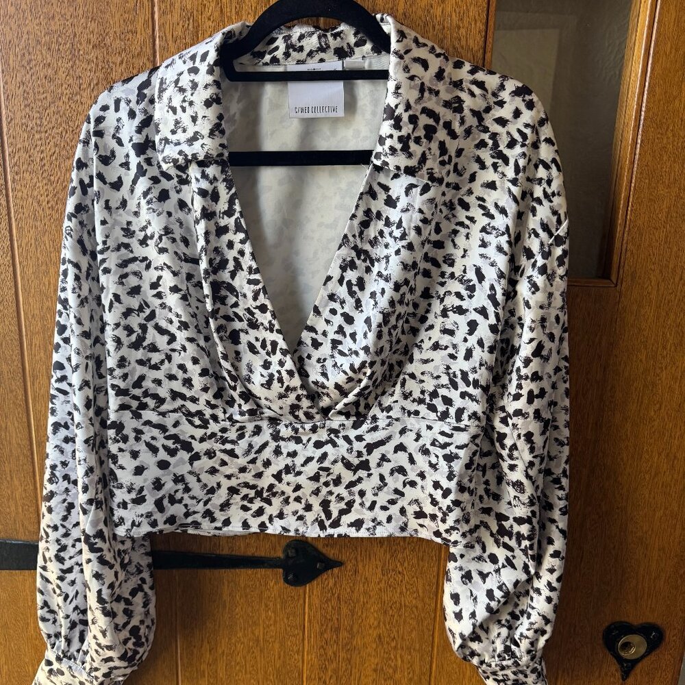 C/MEO Collective satin blouse, Blck/white, size zip - XS